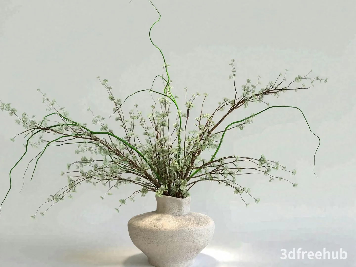 A White Vase With A Textured Finish 3D Model – 22179 – VRAY Render