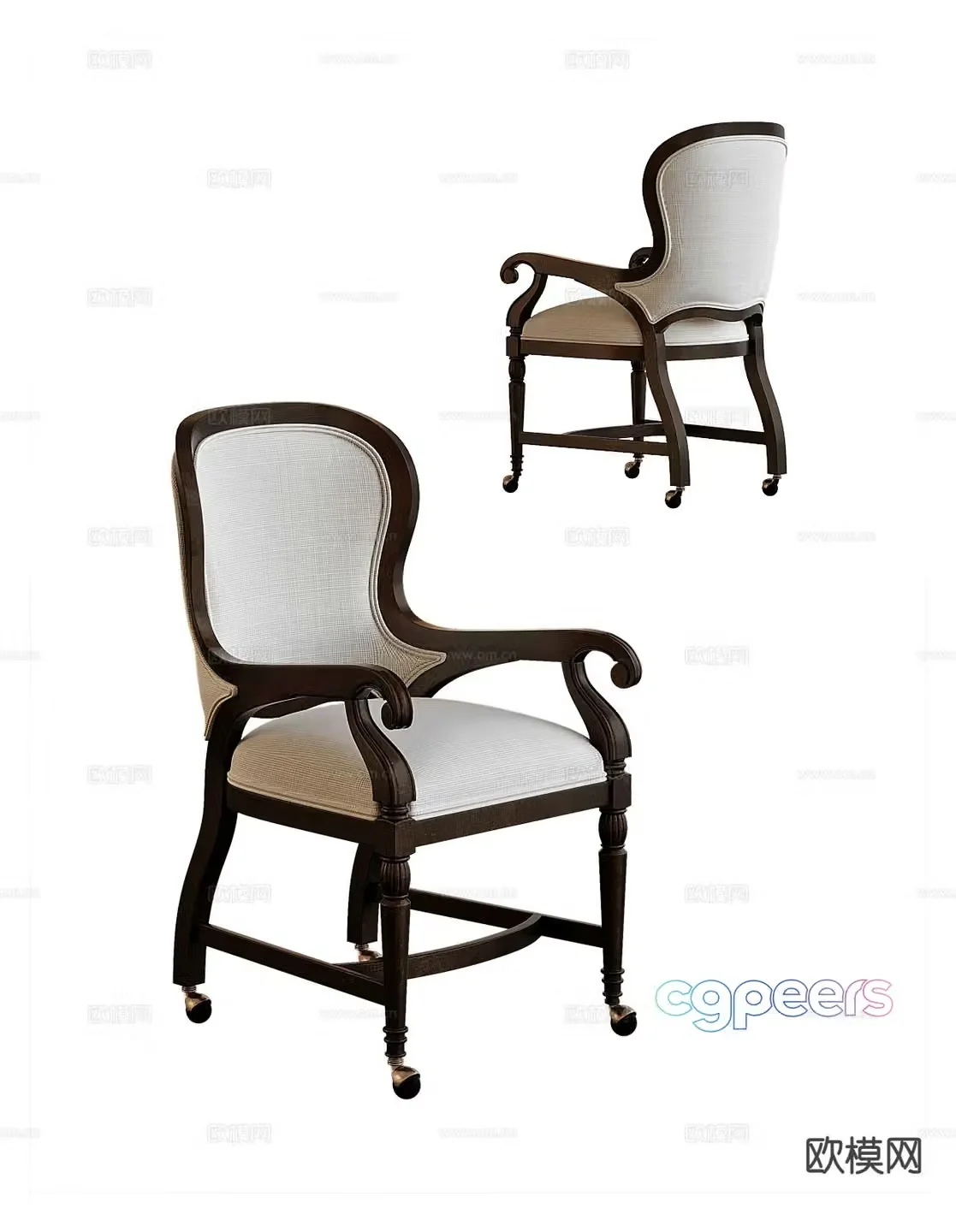 American single chair armchair 3d model