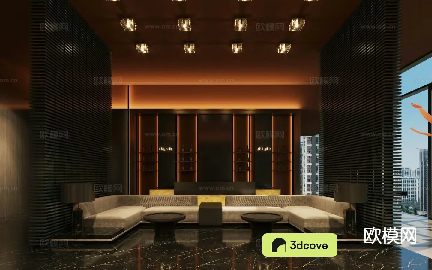 New Chinese style seating area Hotel leisure waiting area