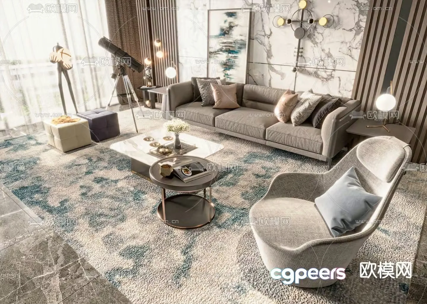 Modern sectional sofa 3d model