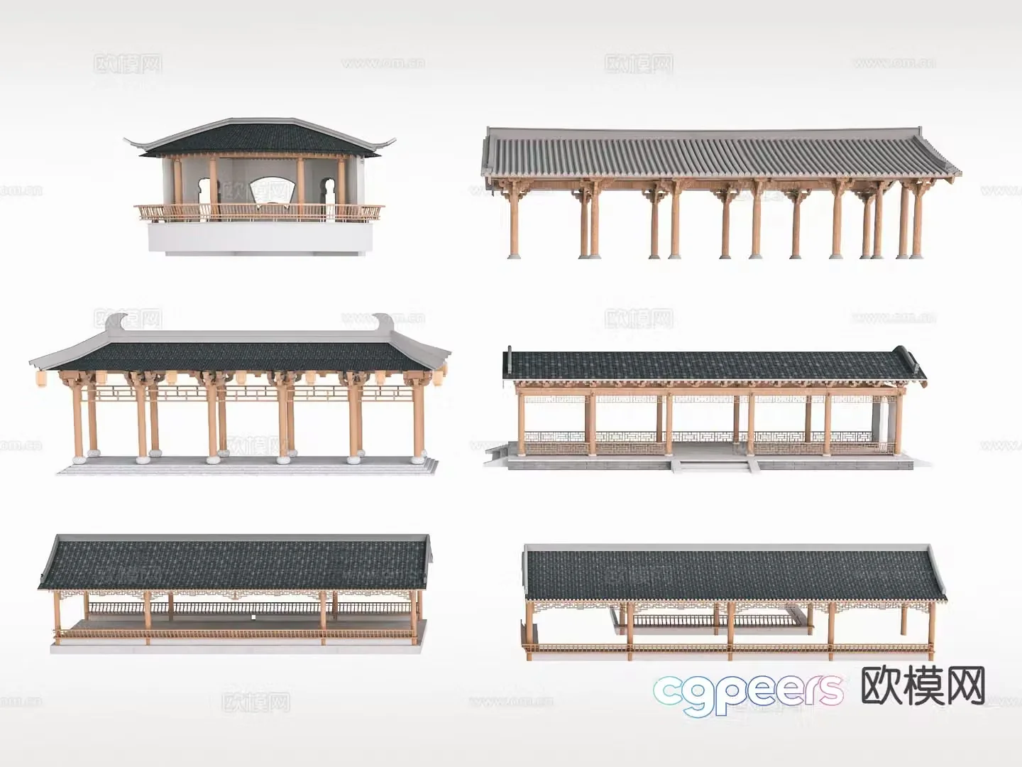 Landscape corridor pavilion promenade 3D model
