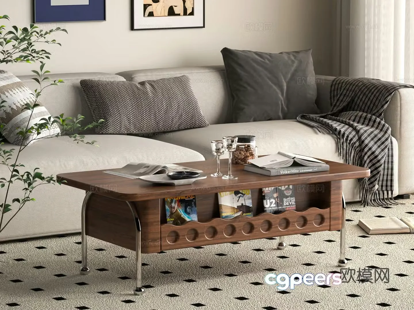 Middle-aged style coffee table 3D model