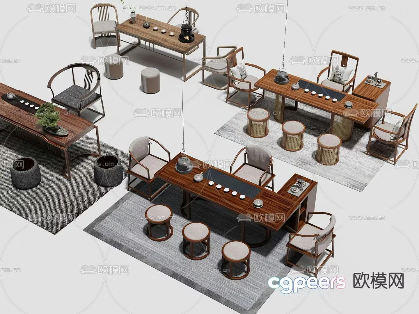 Chinese tea table tea table 3D model