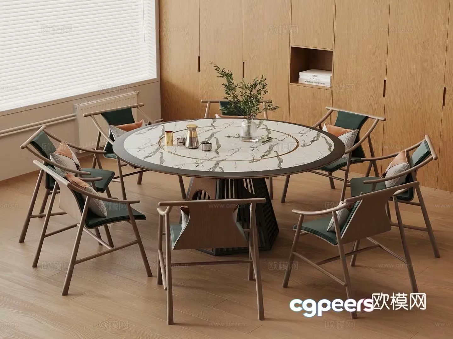 New Chinese dining table and chair 3D model