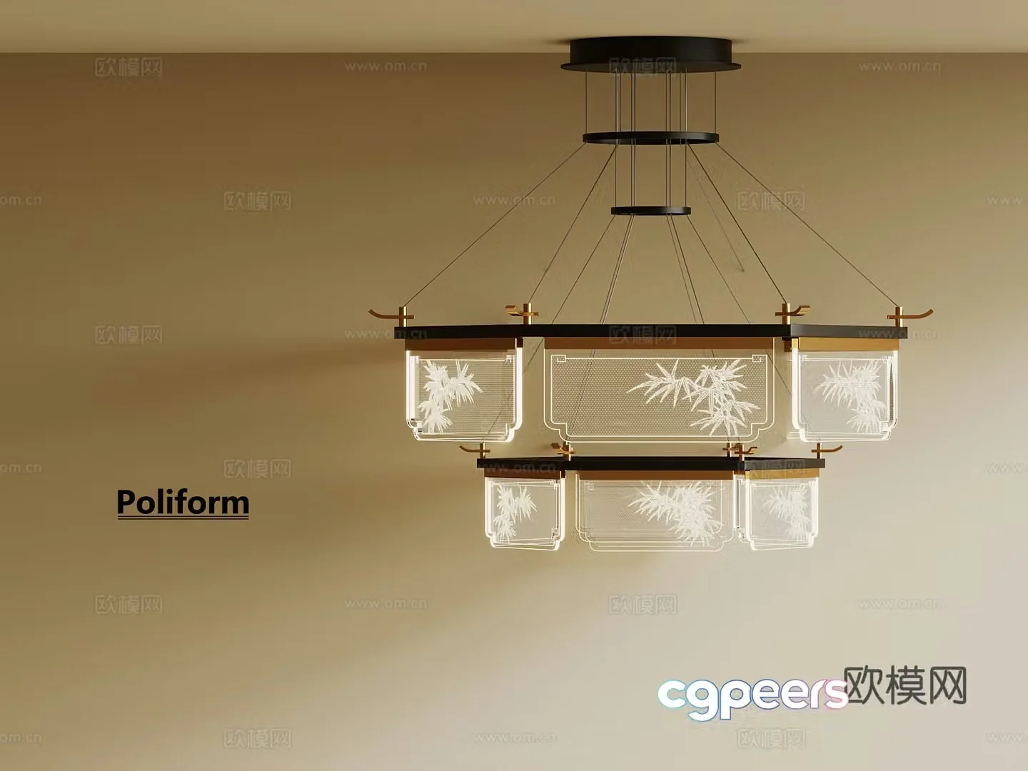 Chandelier New Chinese Chandelier 3D Model