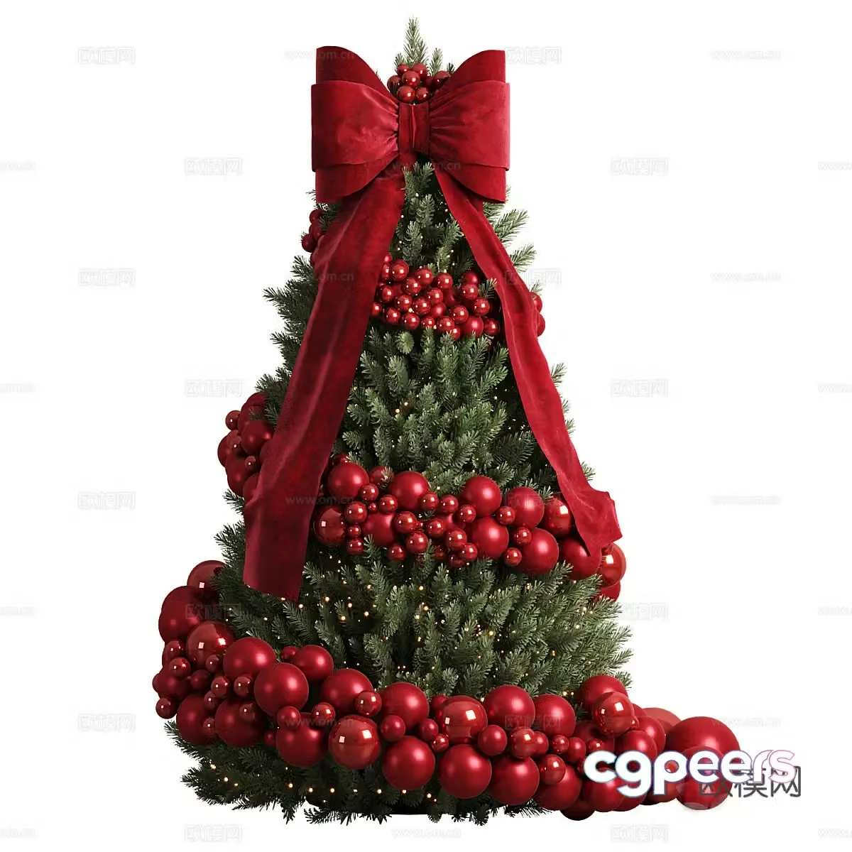 Holiday supplies Christmas tree lanterns colored balls bow Christmas decoration 3d model