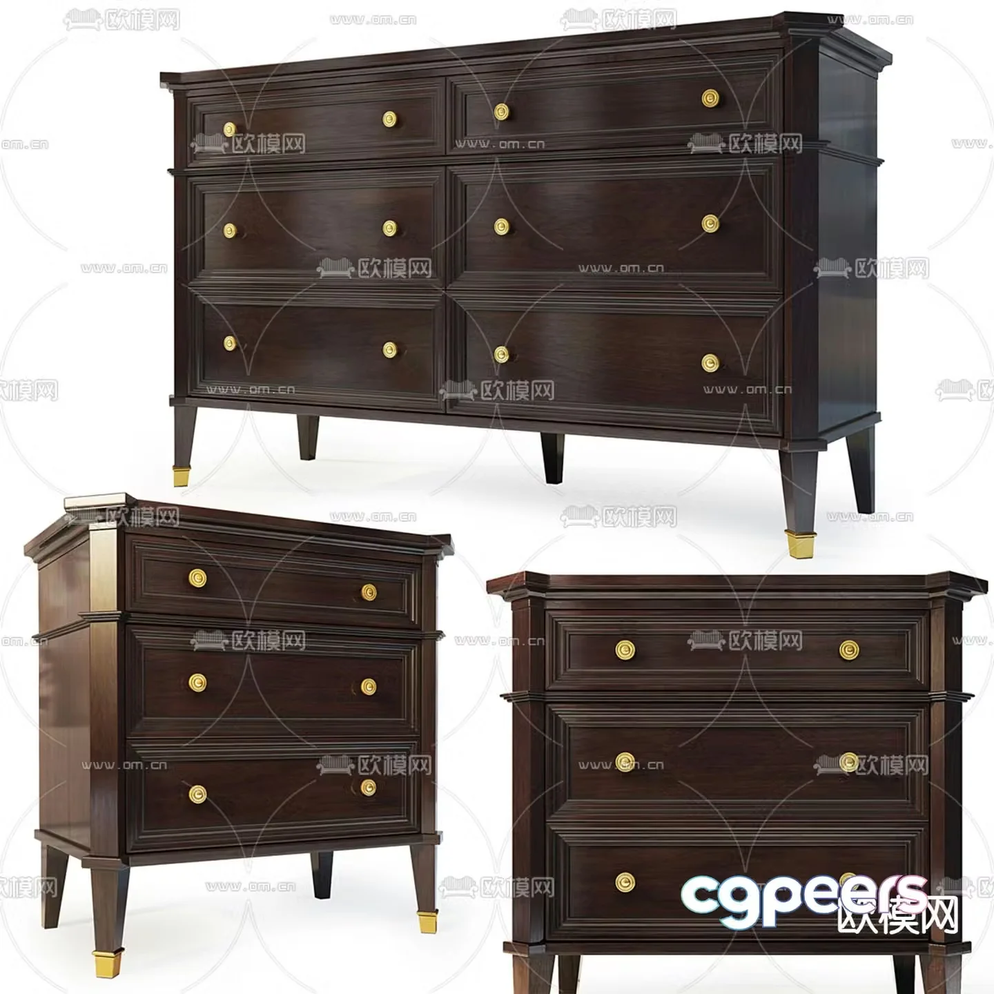 American chest of drawers chest of drawers side cabinets 3D model