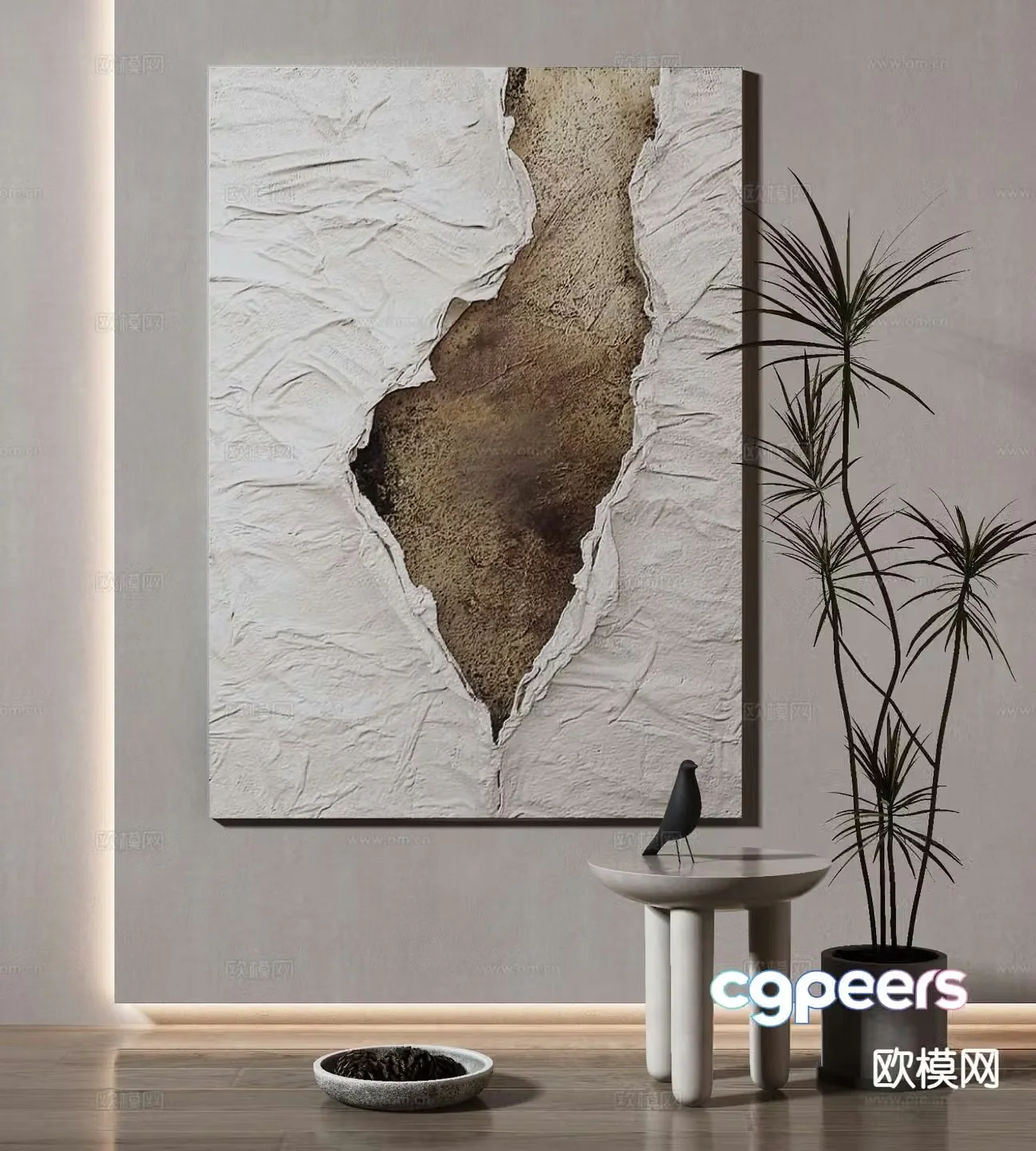 Wabi-sabi style abstract painting texture painting decorative painting 3D model