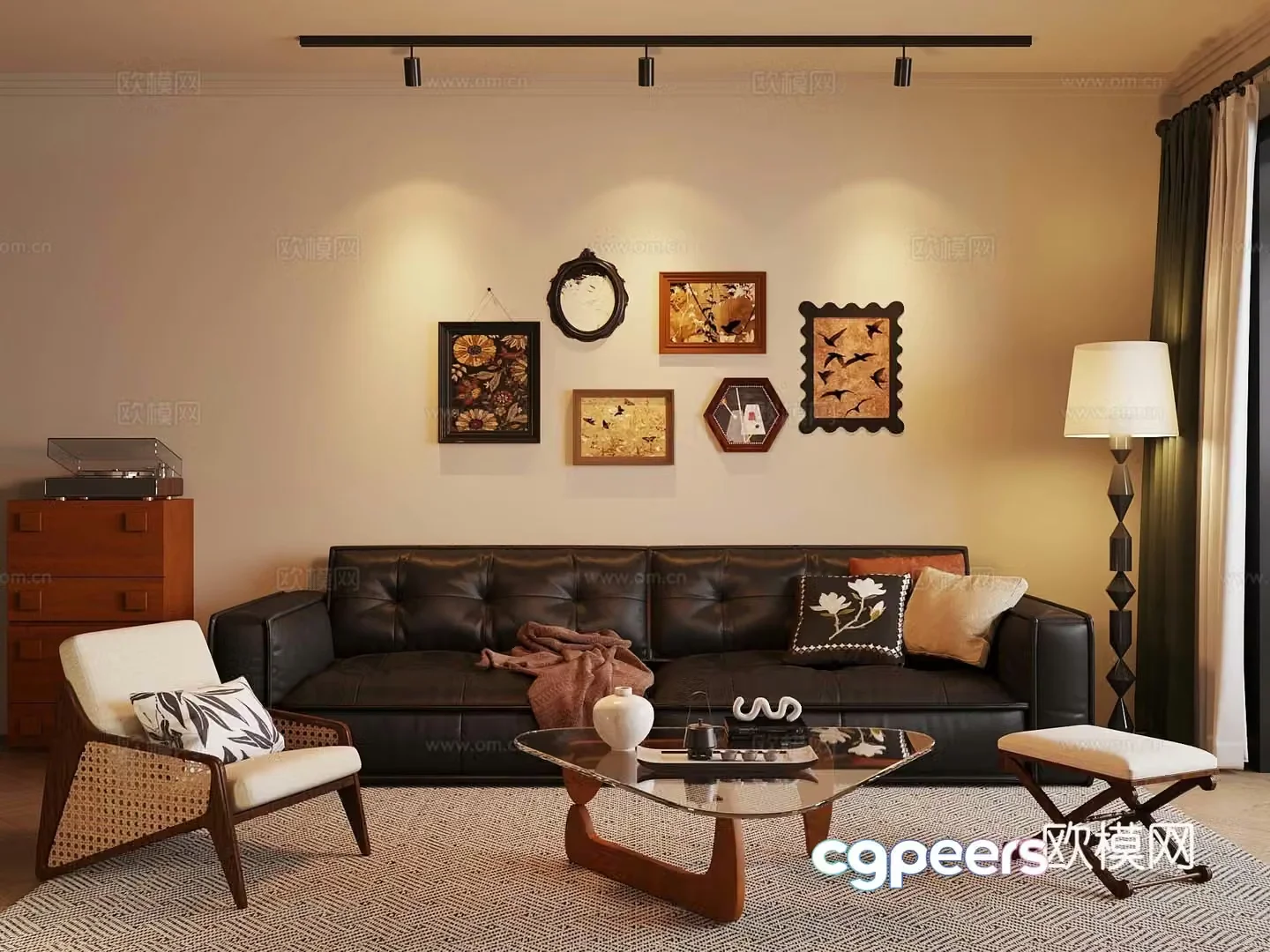French medieval style living room sofa coffee table 3d model
