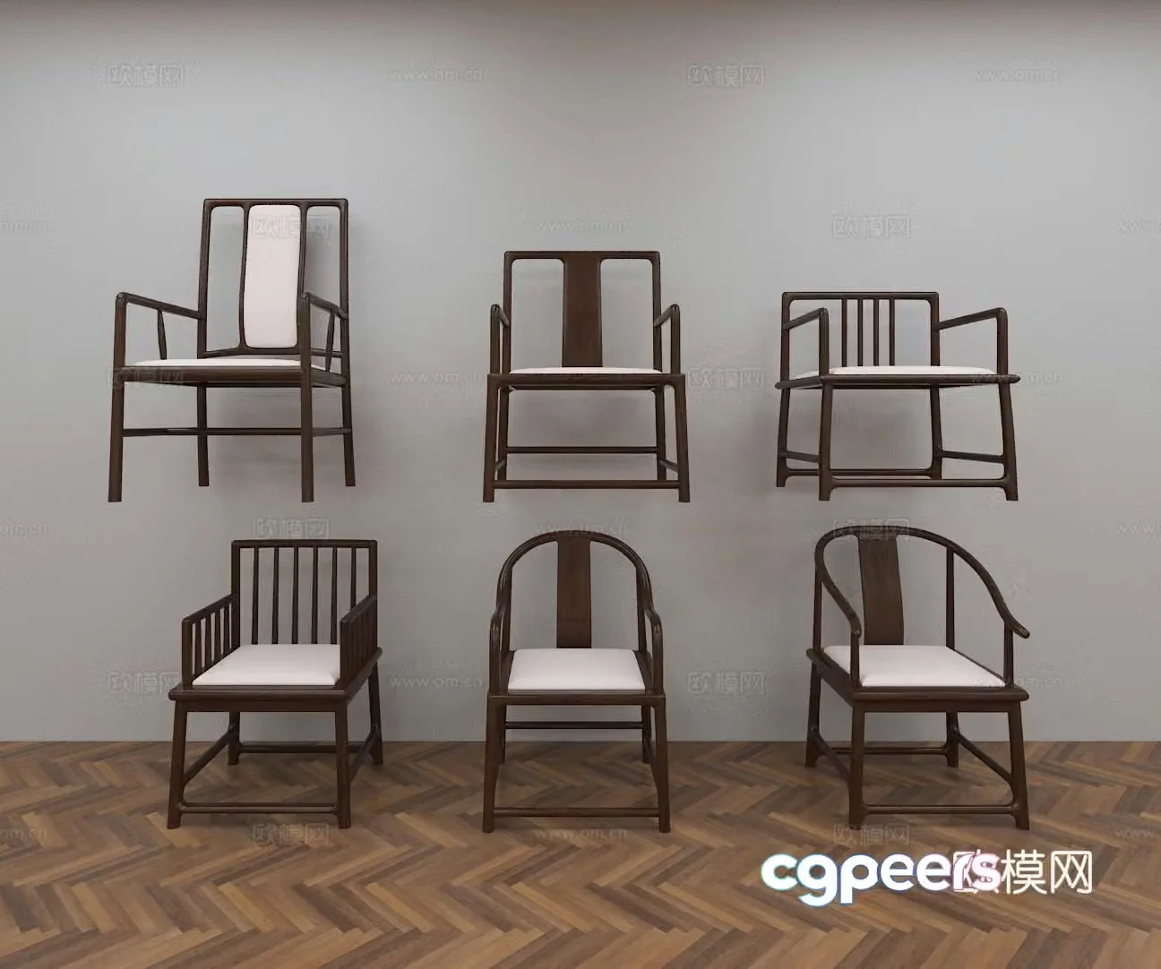 Chinese single chair 3D model
