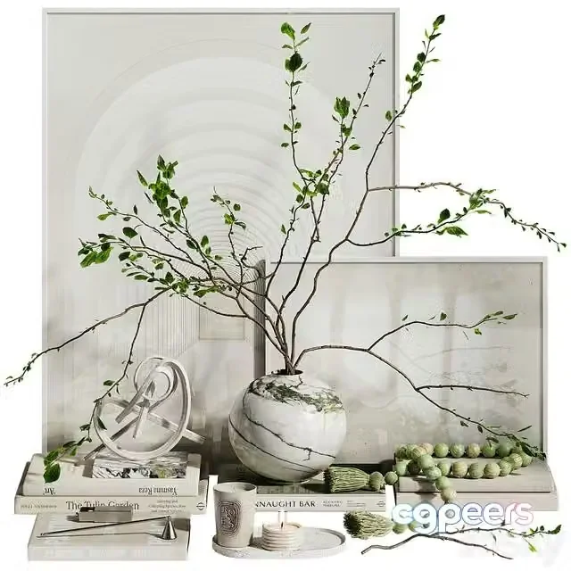 3ds Max Free – Decorative set with branches in a vase ch4