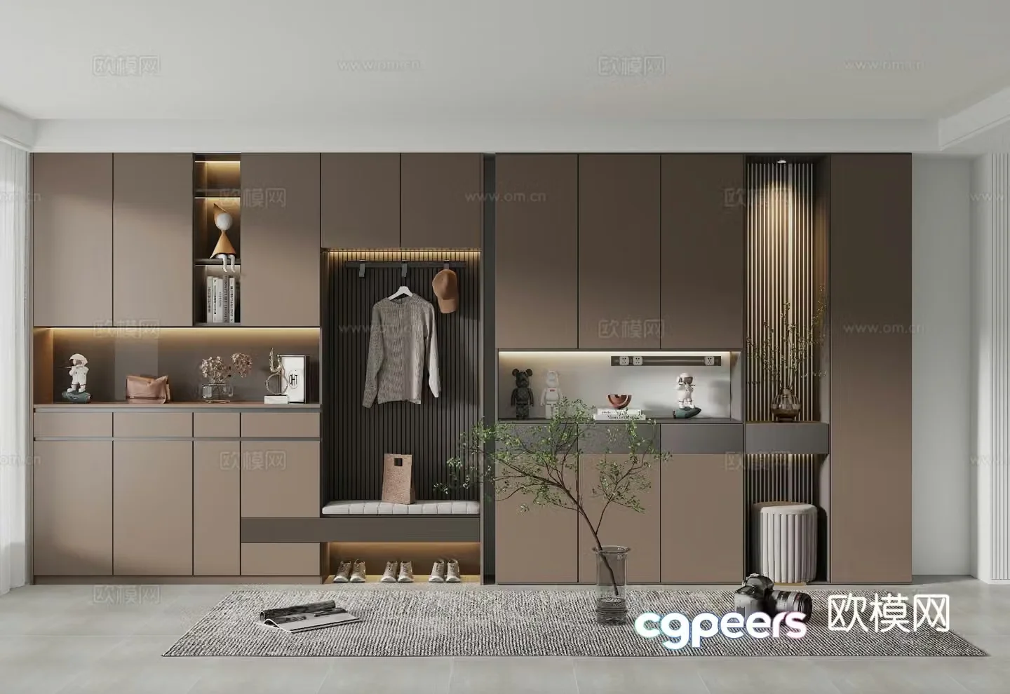 Italian style entrance shoe cabinet 3D model