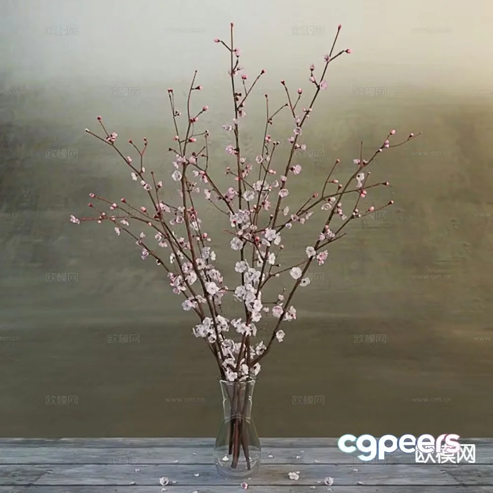New Chinese style glass vase plum blossom branch vase 3d model