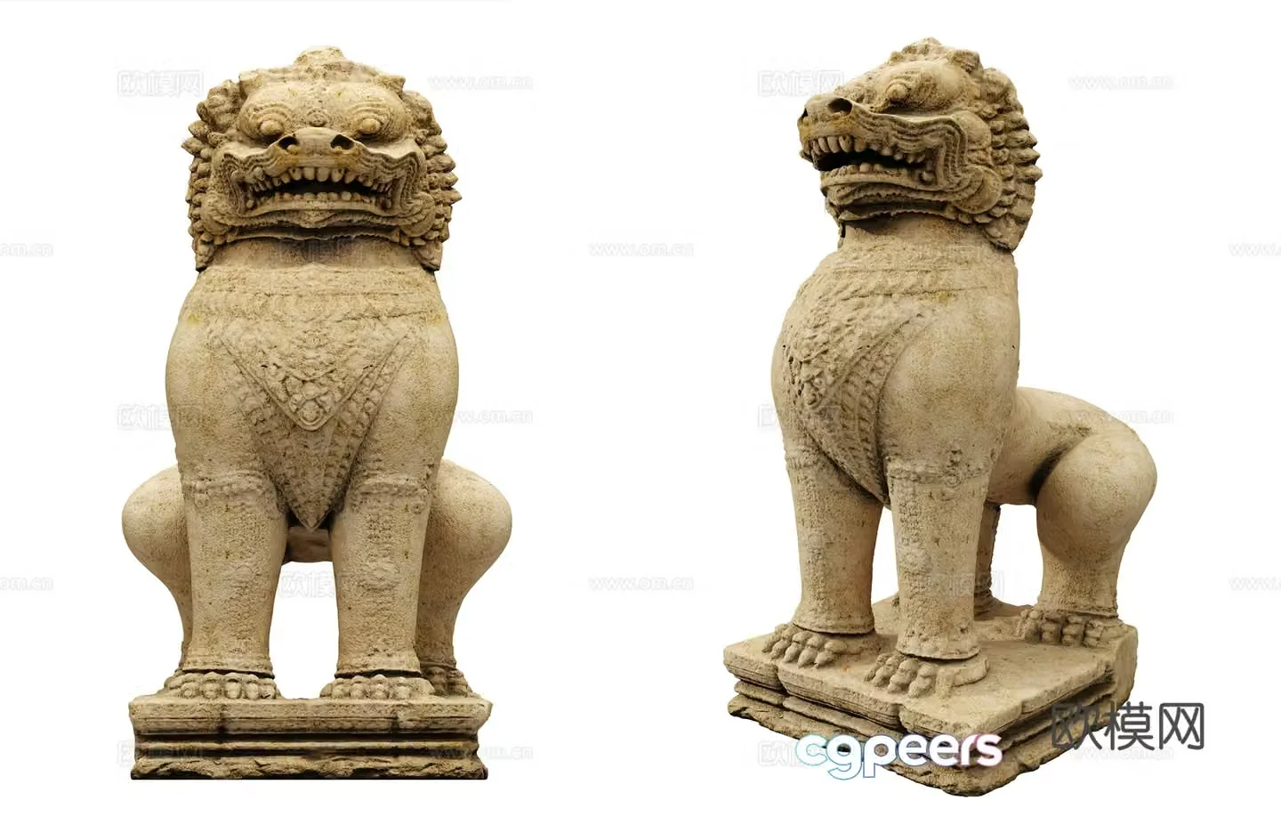 Modern statue Sculpture Stone lion Stone lion Southeast Asian style Stone lion Stone statue 3d model