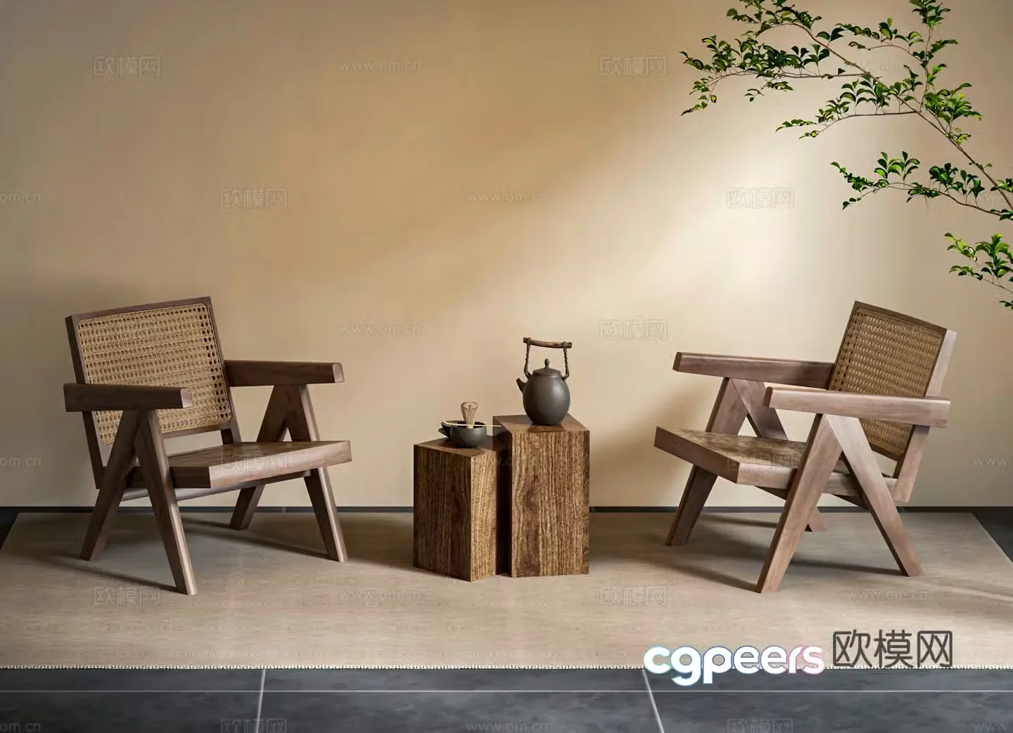 Wabi-sabi chair leisure chair 3d model