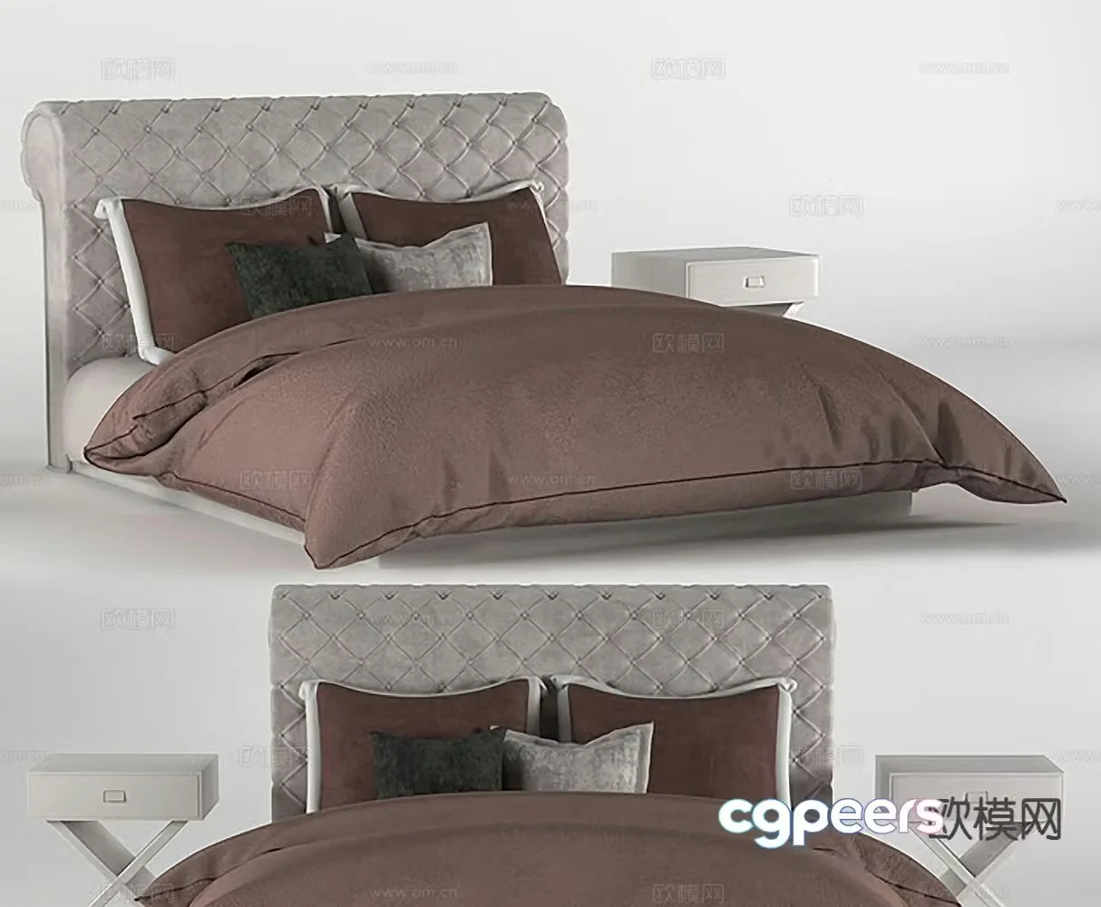 European double bed 3d model