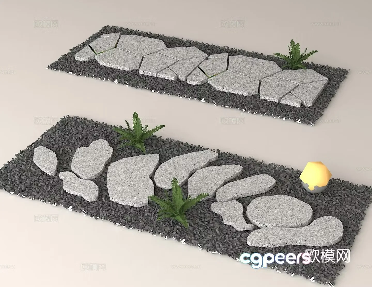 Garden Tingbushi Landscape Sketch Design Outdoor Gravel Paving Garden Trail Outdoor Leisure Trail 3D Model