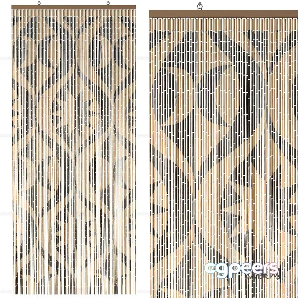 New Chinese style bamboo curtain bead curtain wire curtain door curtain 3D model