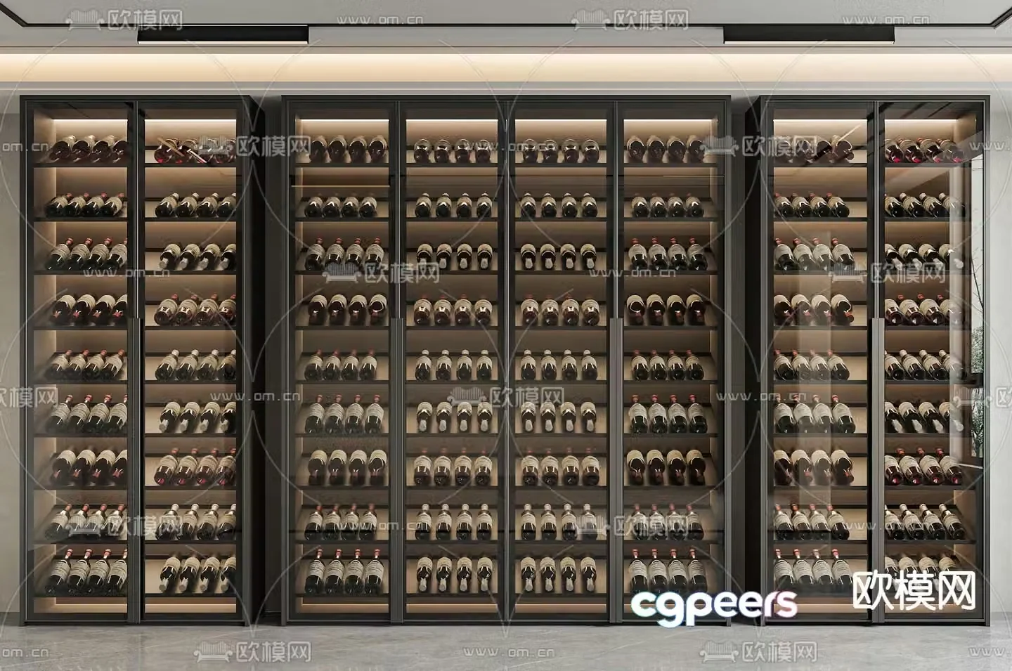 Modern glass wine cabinet 3d model