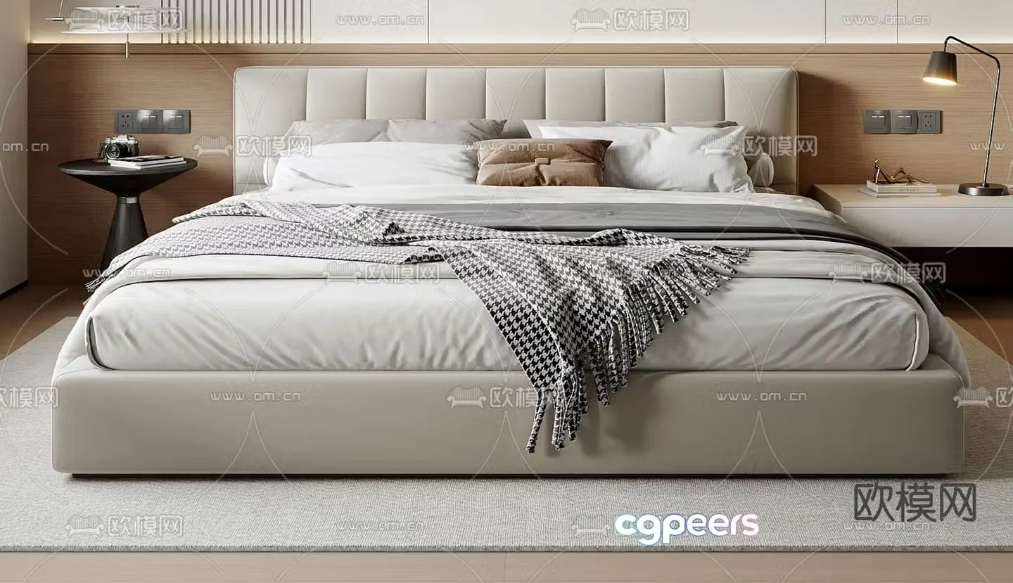 Modern double bed 3d model