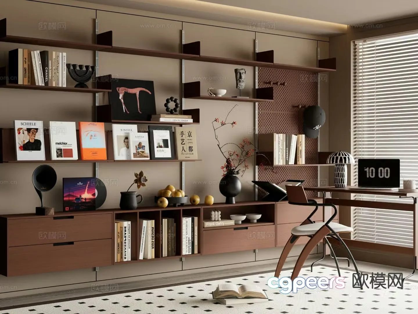 Medieval style bookcase bookshelf 3d model