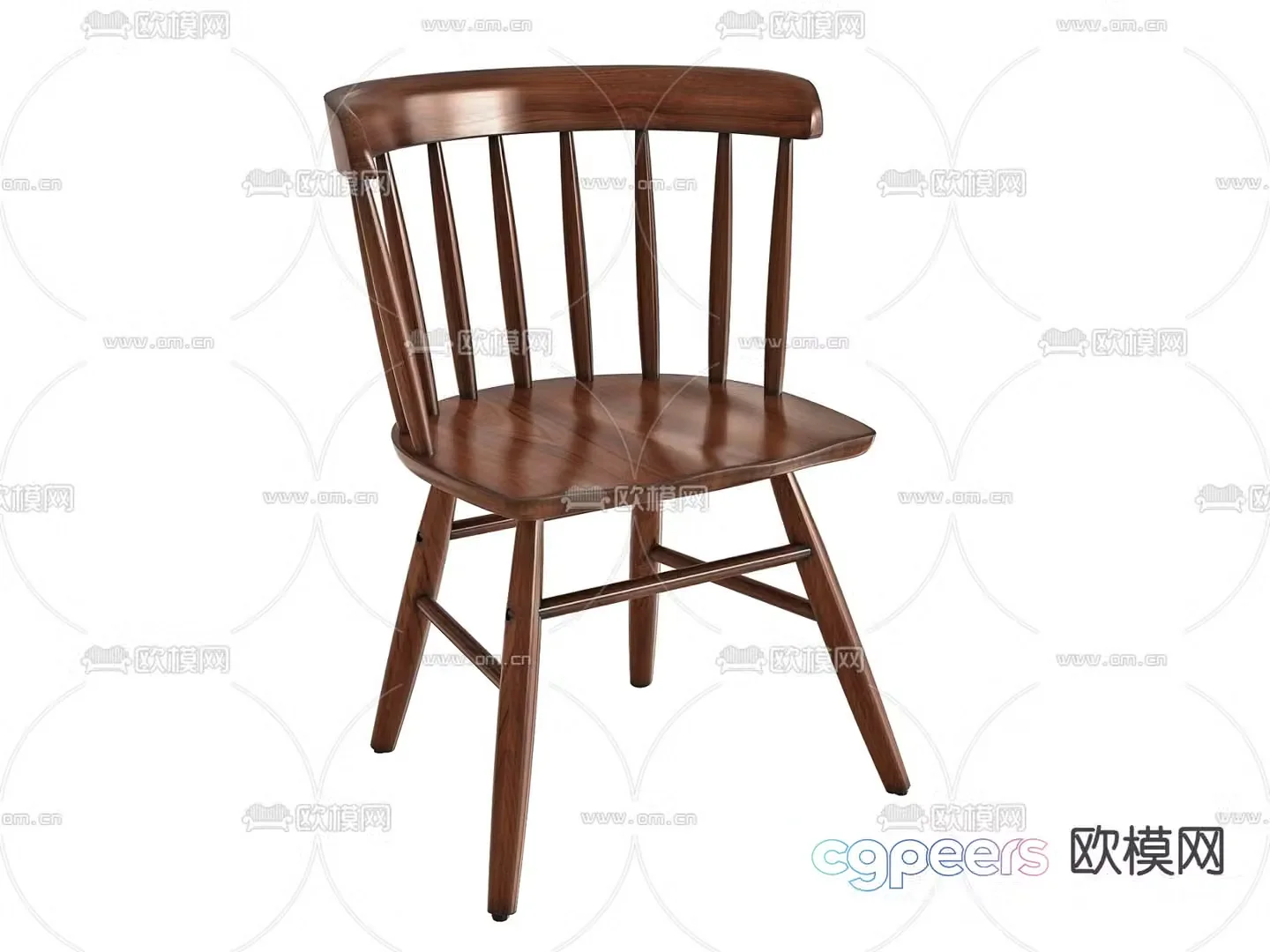 Solid wood chair single chair dining chair 3d model