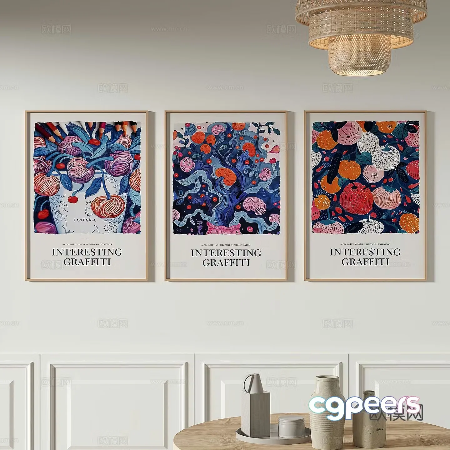 Modern flower painting decorative painting 3d model