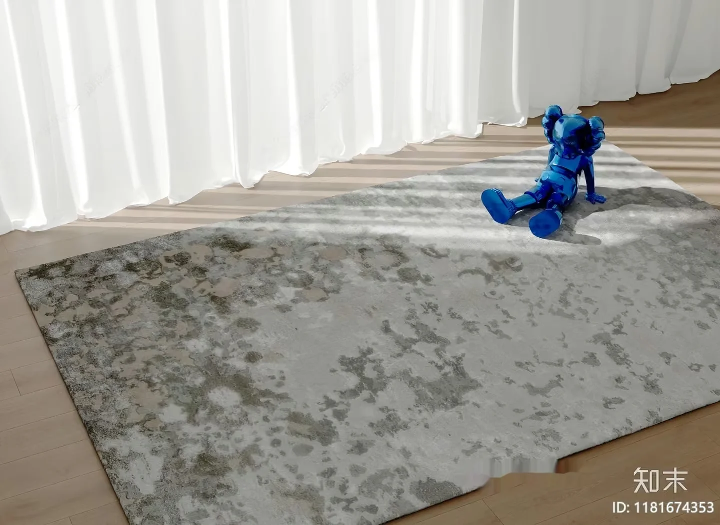 A Modern Rug With A Blue Teddy Bear 3D Model – 6520 – VRAY Render