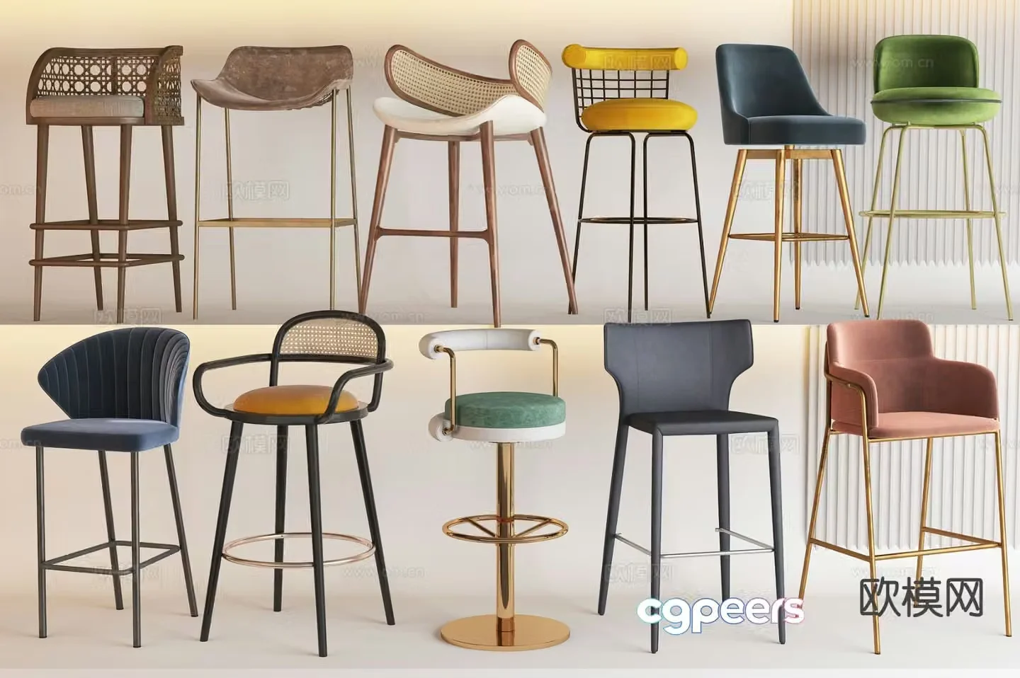 Modern bar stool bar stool high stool 3d model