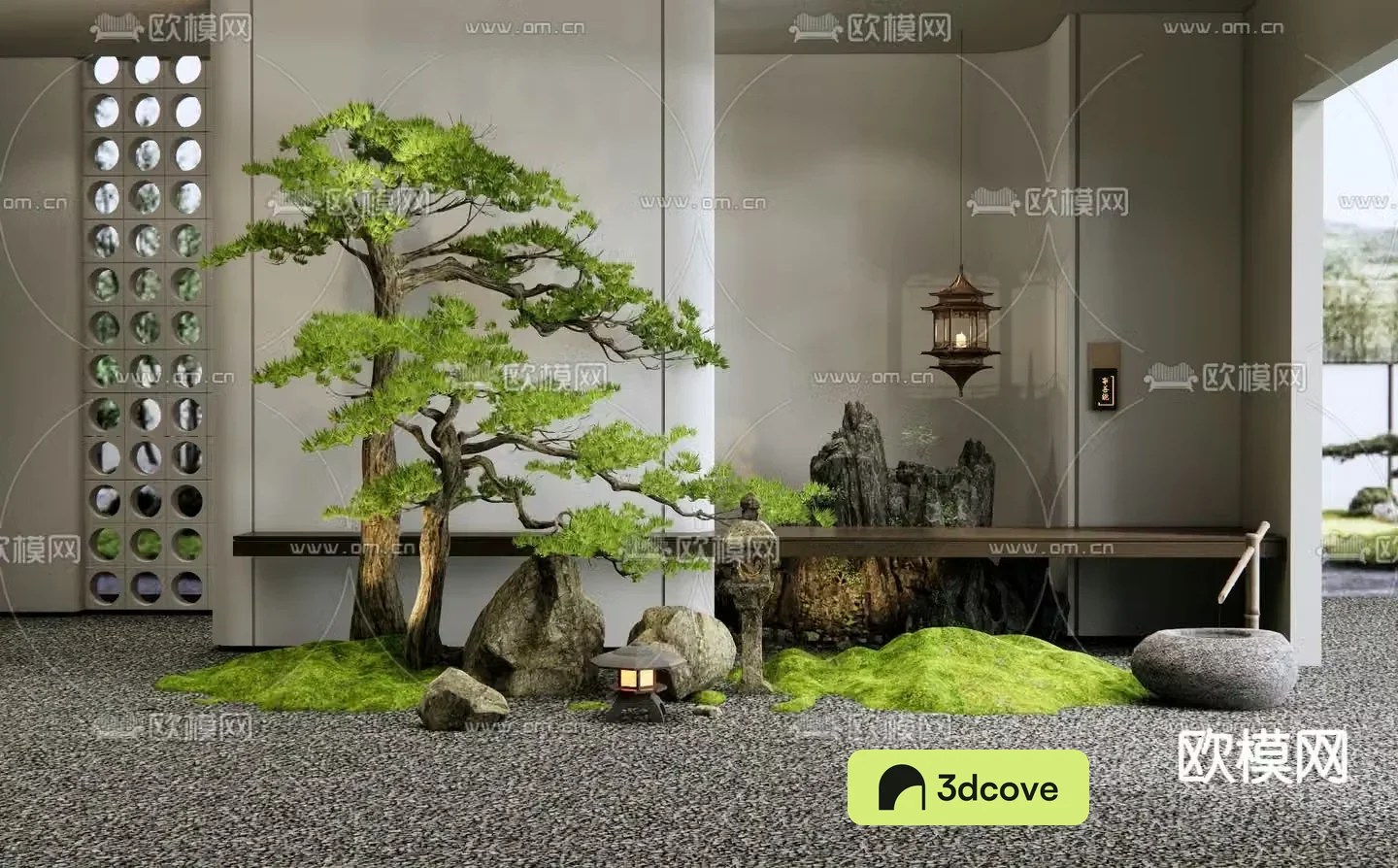 Rockery sketch plant landscaping flowing water bowl
