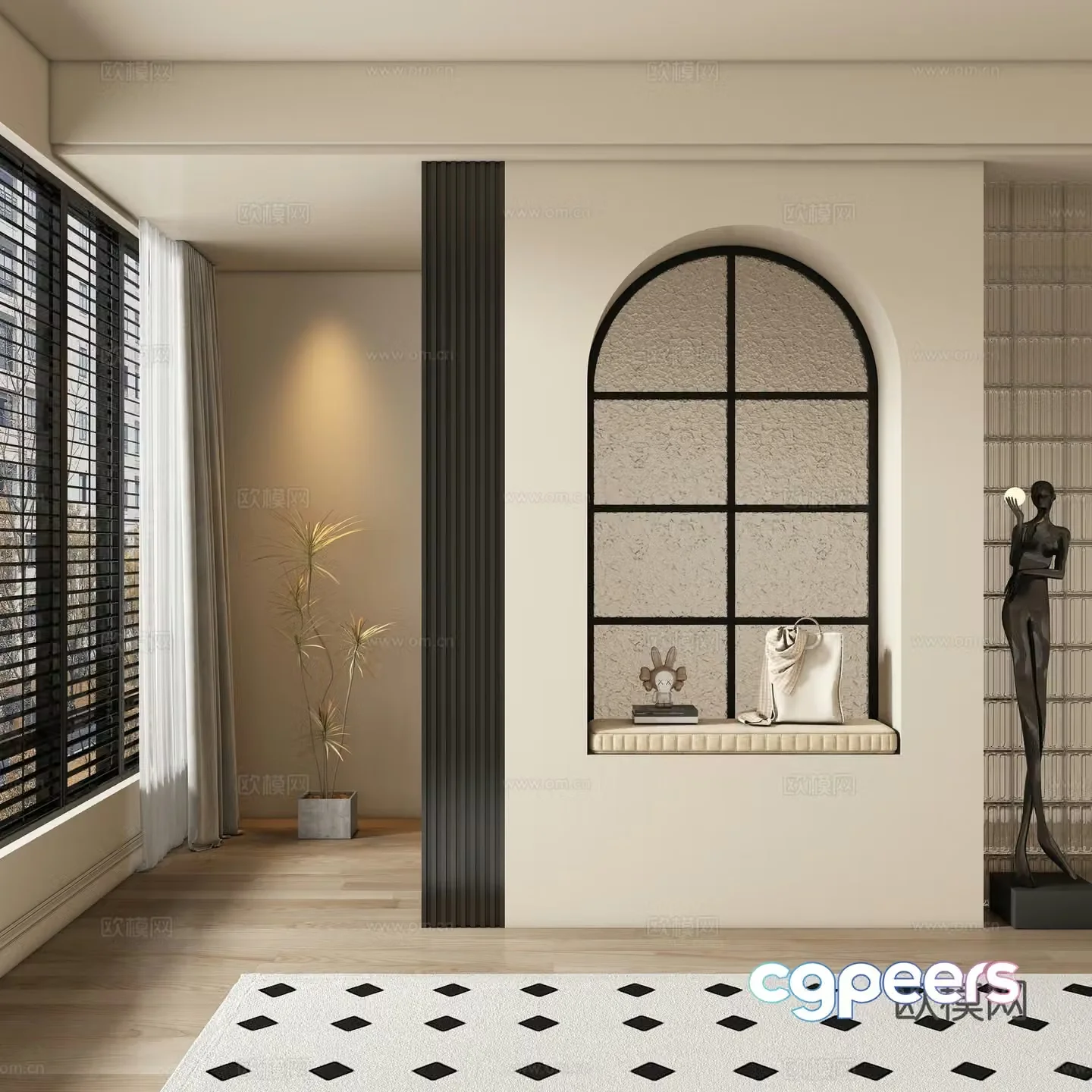 Modern medieval style entrance hallway partition 3D model