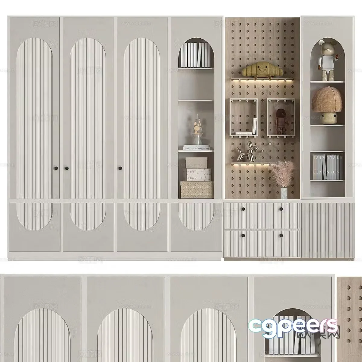 Modern creamy style children’s wardrobe 3d model