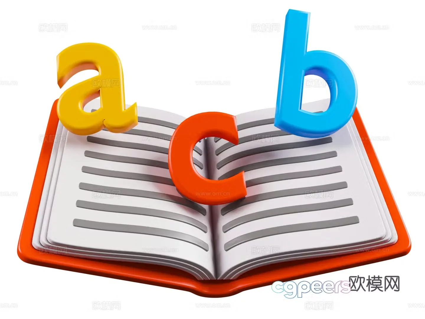 Reading book Cartoon school education Cartoon style books Books and glasses Cartoon education theme 3d model