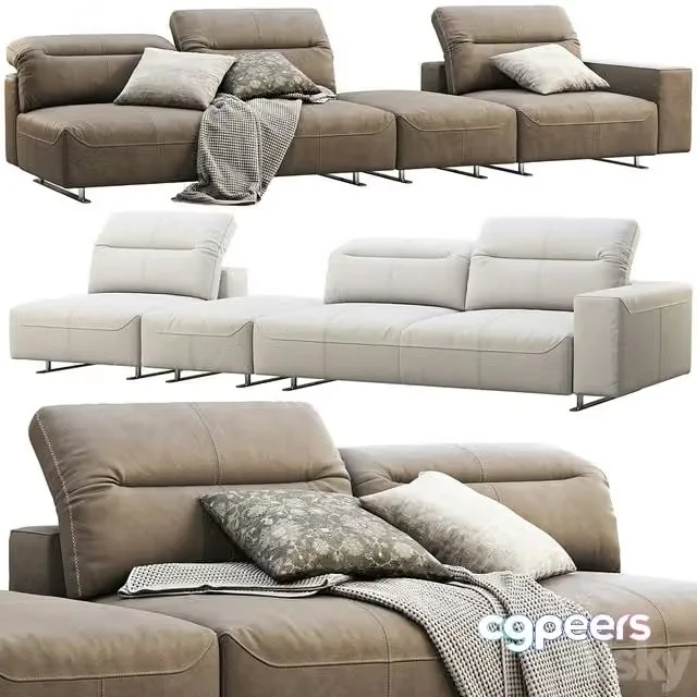 3ds Max Free – BoConcept Hampton modular leather sofas (2 options)