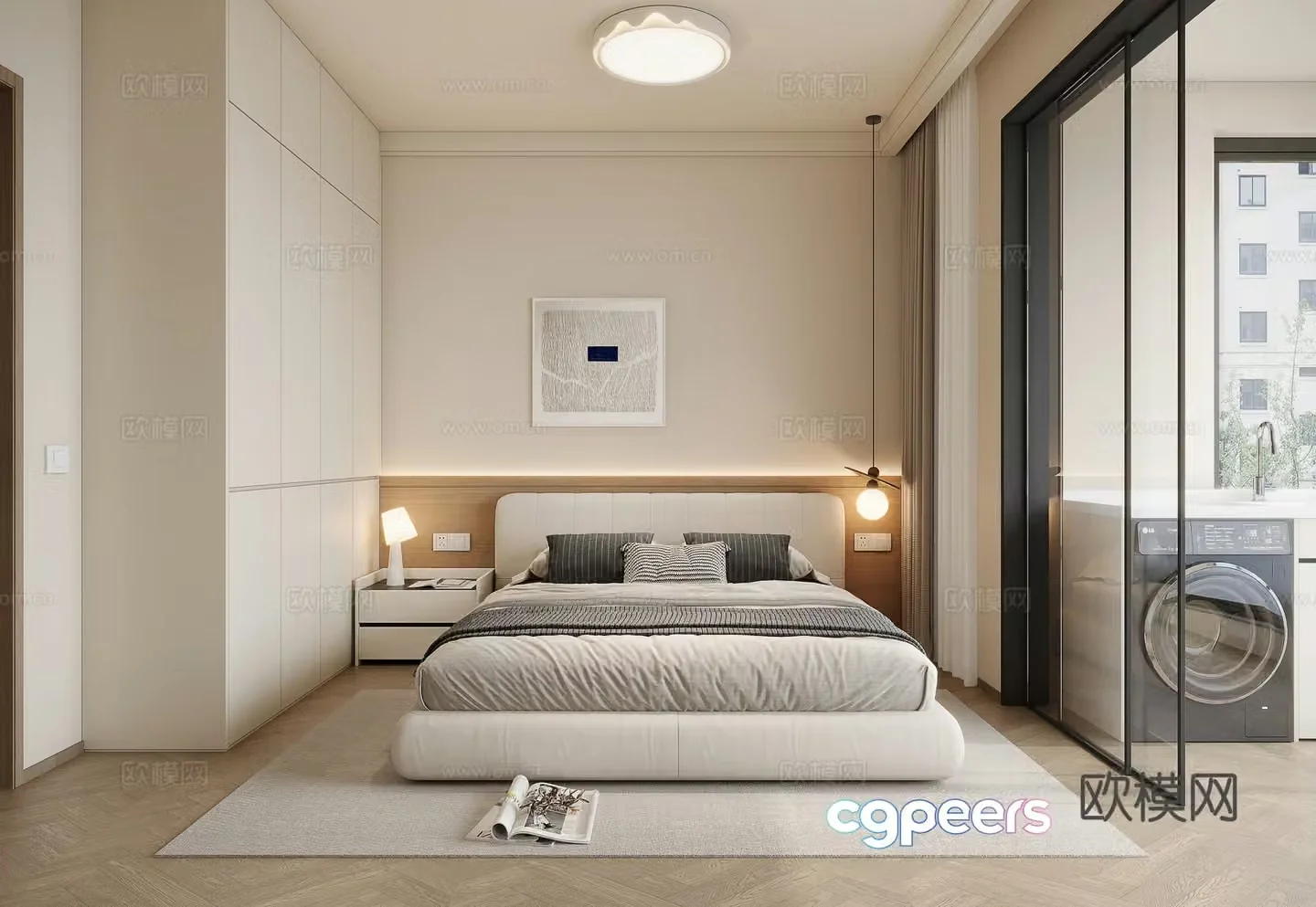 Modern minimalist bedroom second bedroom 3D model