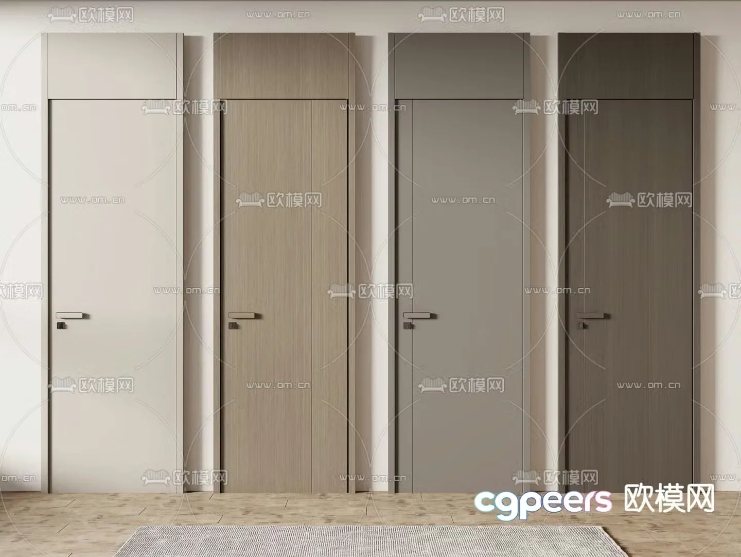 Opening door swing door bedroom door single door 3D model