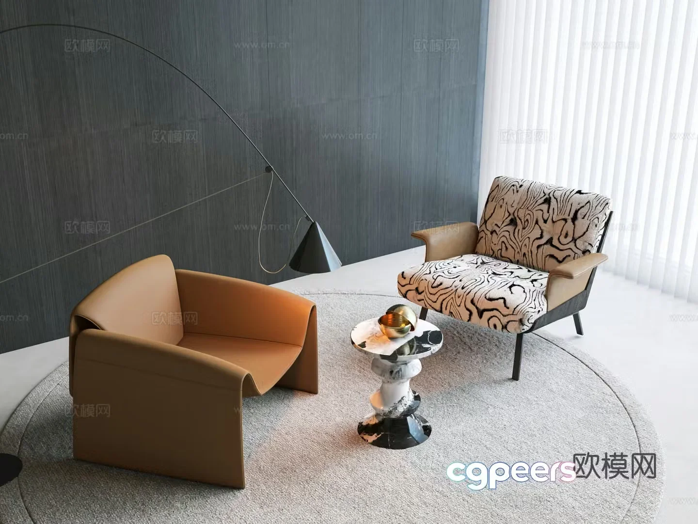 Italian single chair single sofa casual single chair chair minotti Italian sofa 3D model