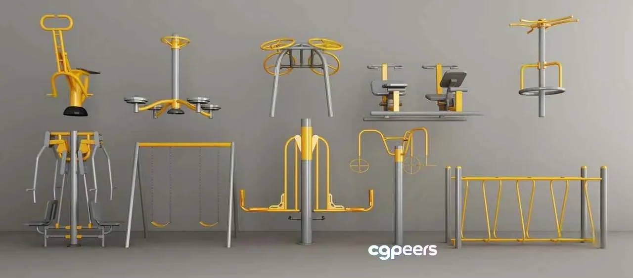 Outdoor Fitness Equipment 3D Model – 12512 – VRAY Render