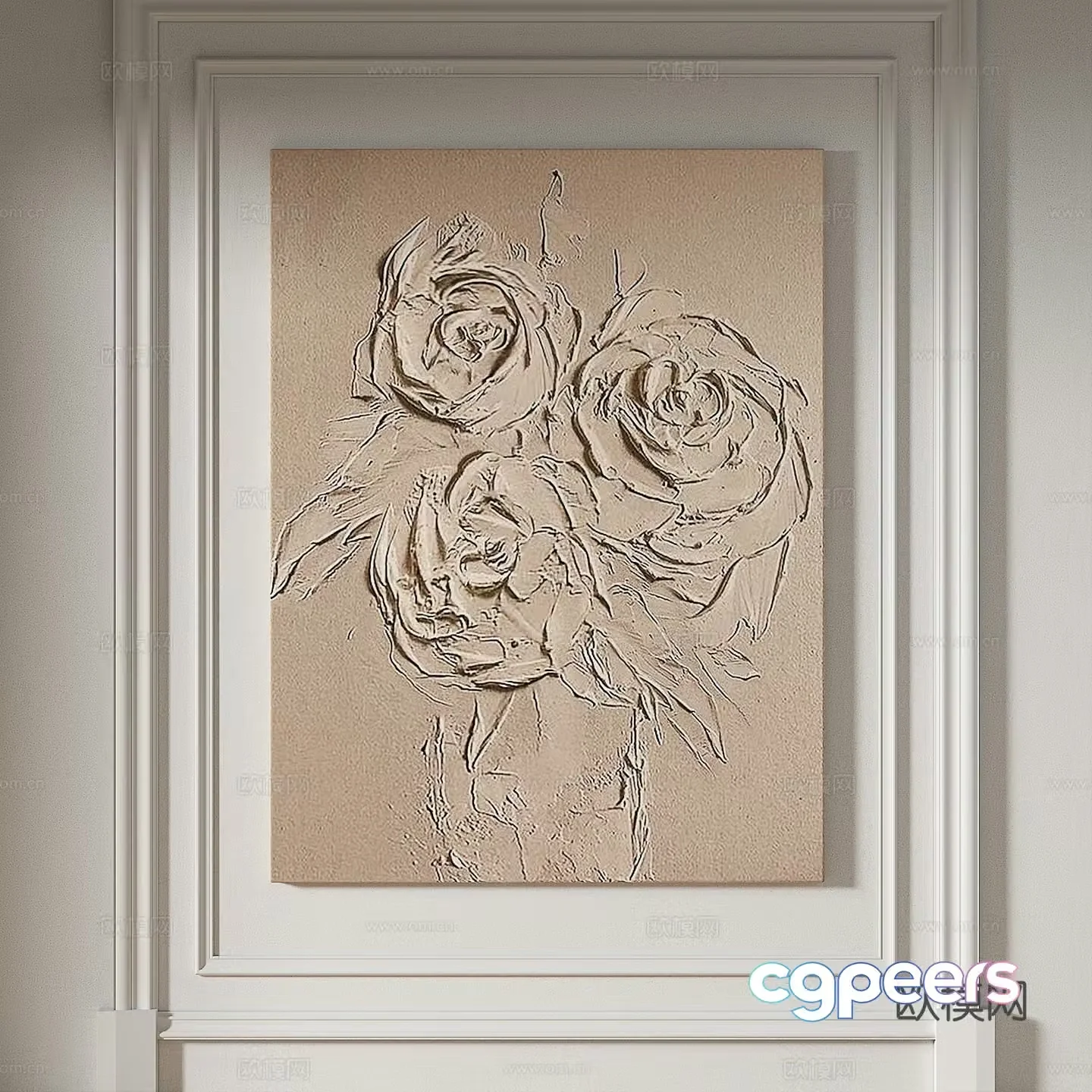 Modern simple texture abstract light luxury wasabi three-dimensional decorative painting 3d model