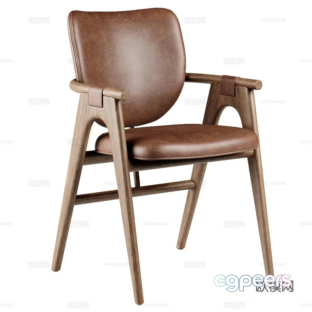 New Chinese style Havana brown chair 3d model