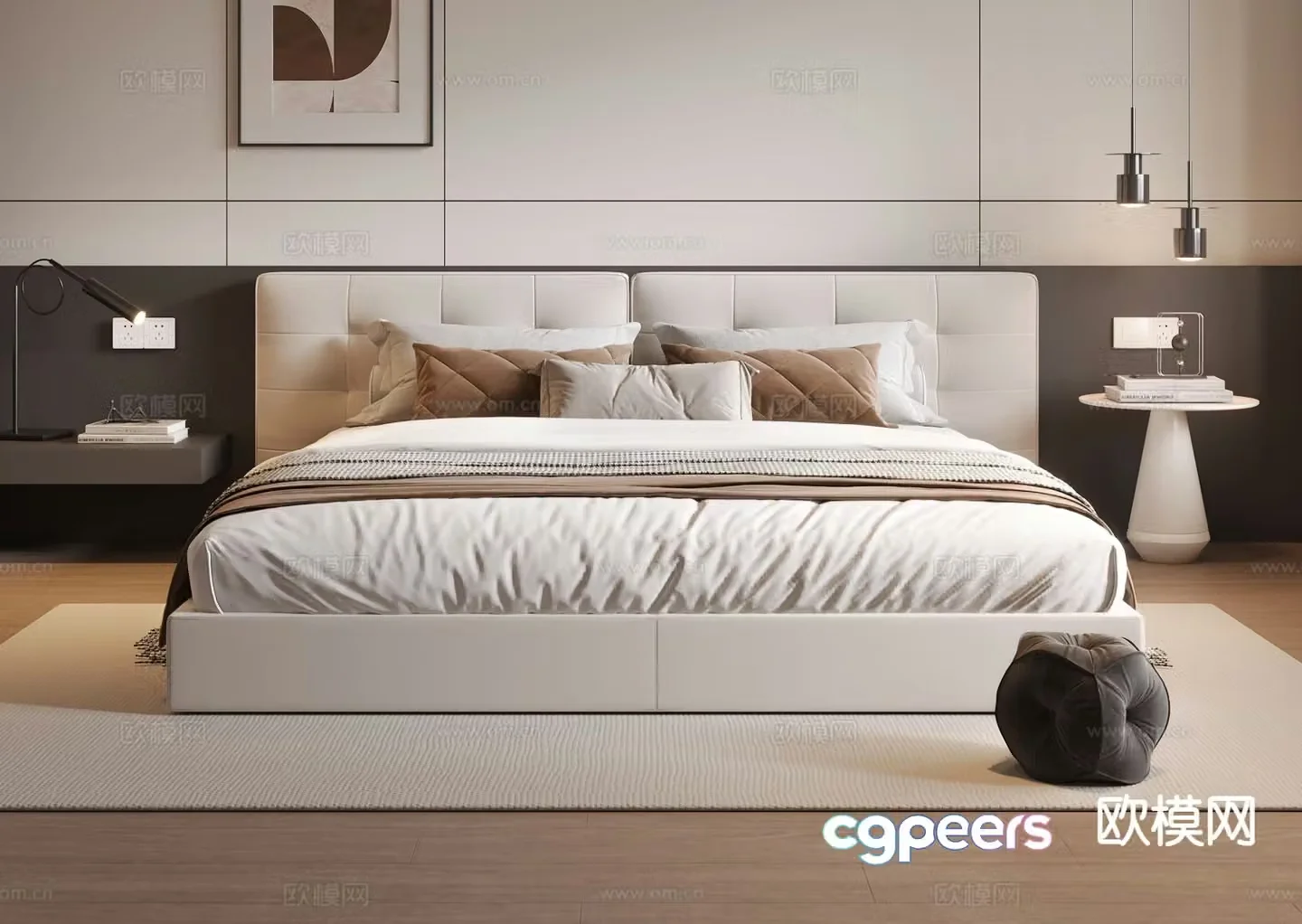 Modern double bed 3d model