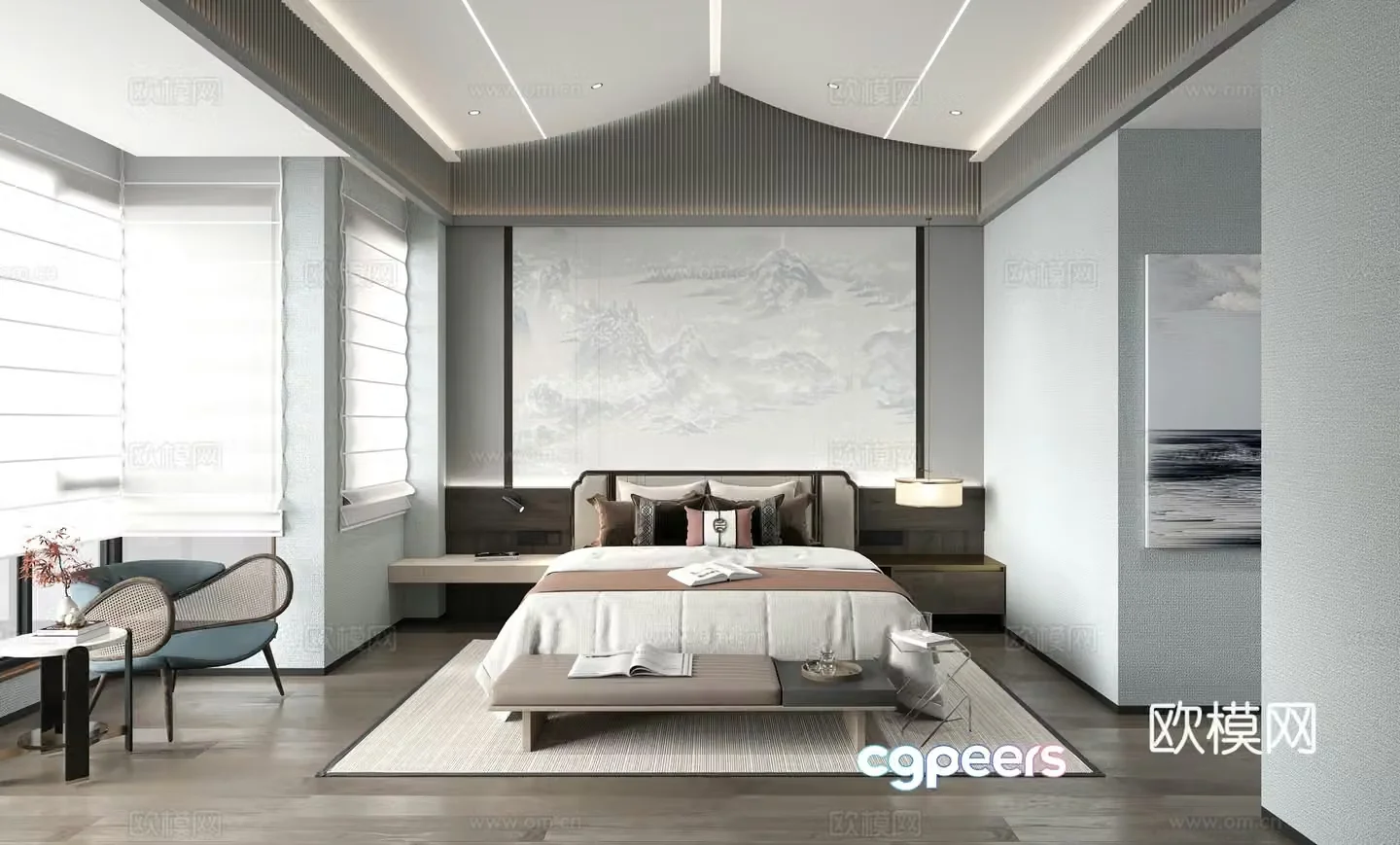 New Chinese style bedroom master bedroom 3d model