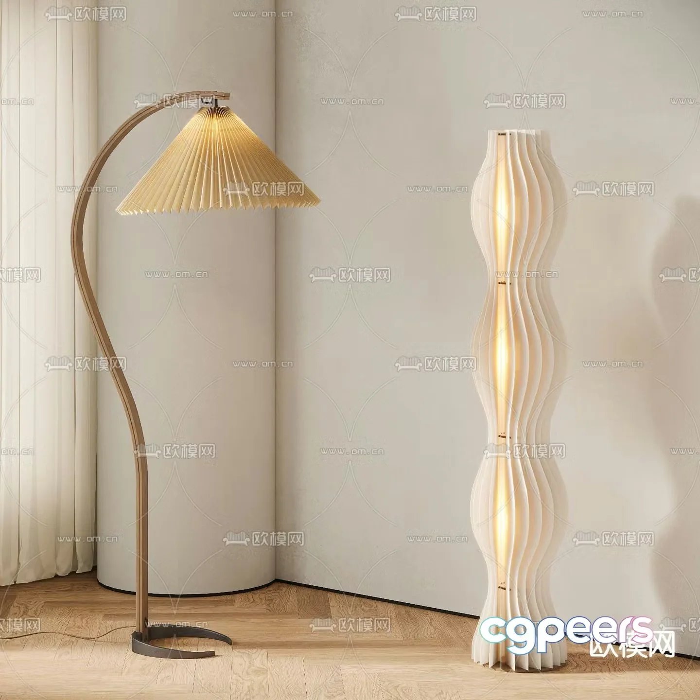 Cream style floor lamp 3d model