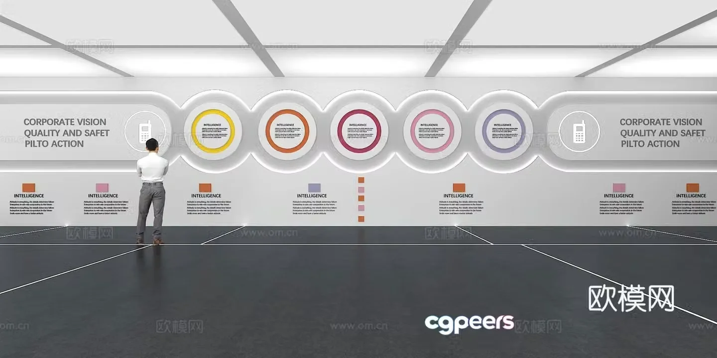 Cultural wall Corporate culture wall Display wall Classroom Exhibition hall Campus culture Corridor 3D model