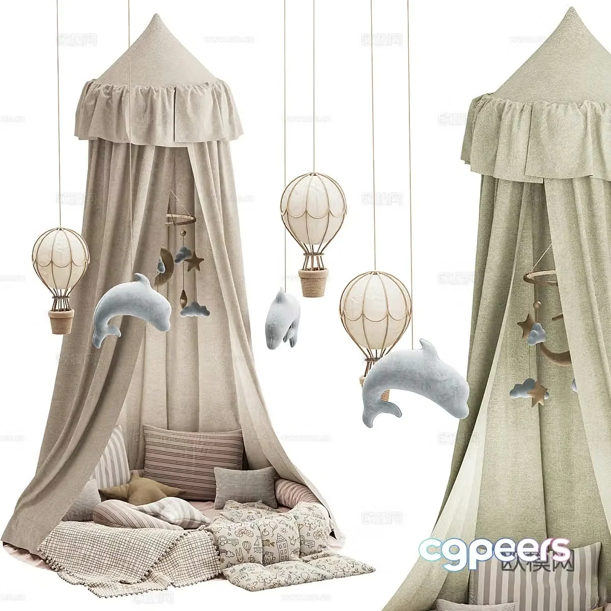 Modern Creamy Style Children’s Tent 3d Model