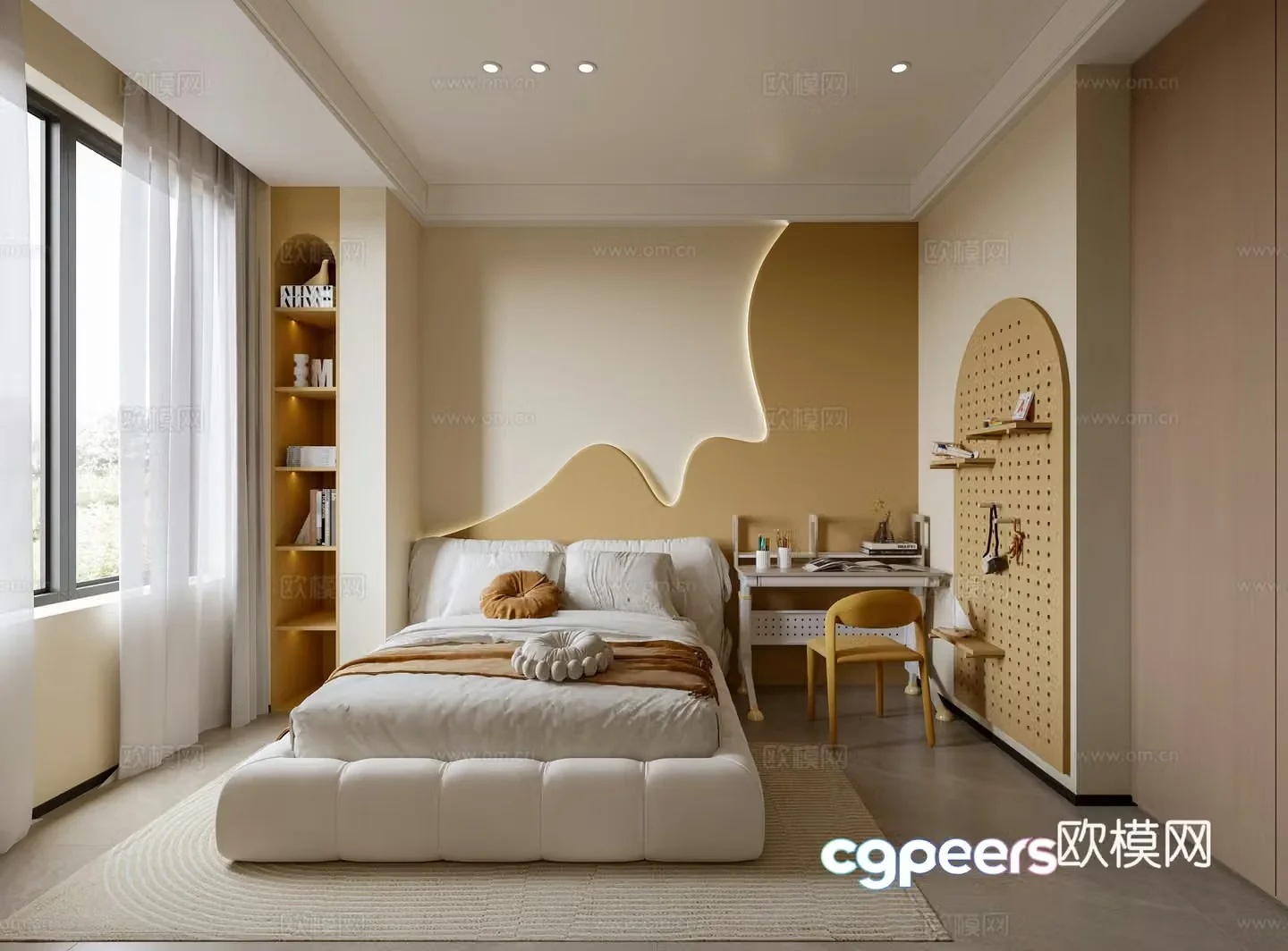 Modern children’s room Desk Modern bedroom Simple hole board Dressing table Children’s room 3D model