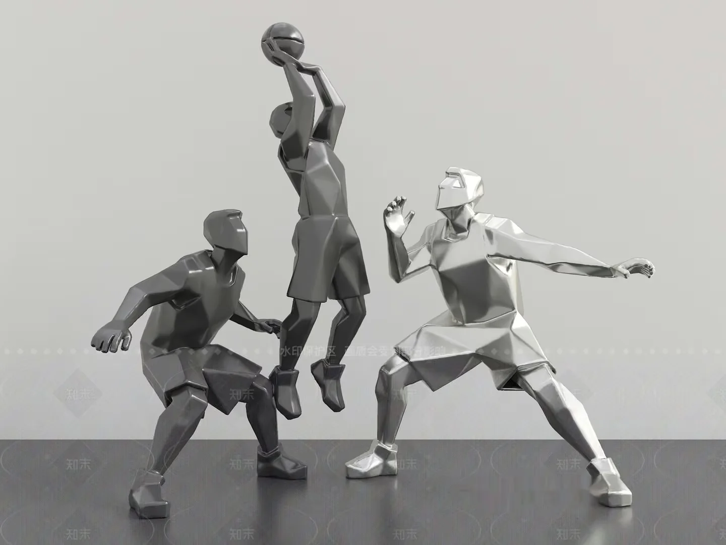 A Group Of 3D Basketball Players 3D Model – 13398 – VRAY Render