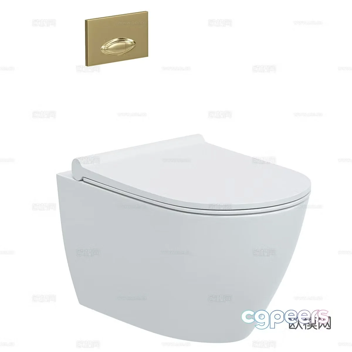 Modern light luxury minimalist wall-mounted toilet 3D model