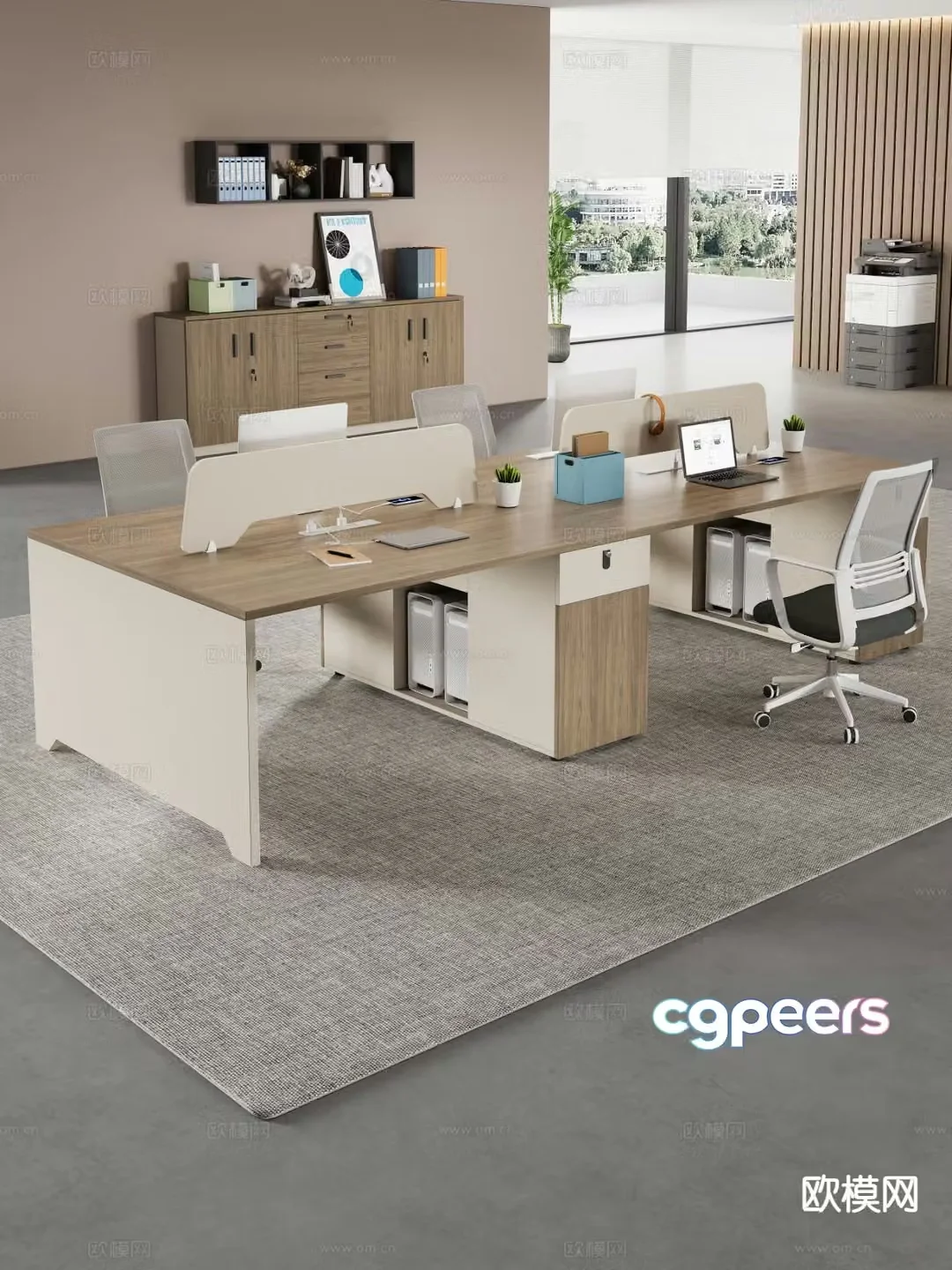 Modern card space desk staff desk 3D model