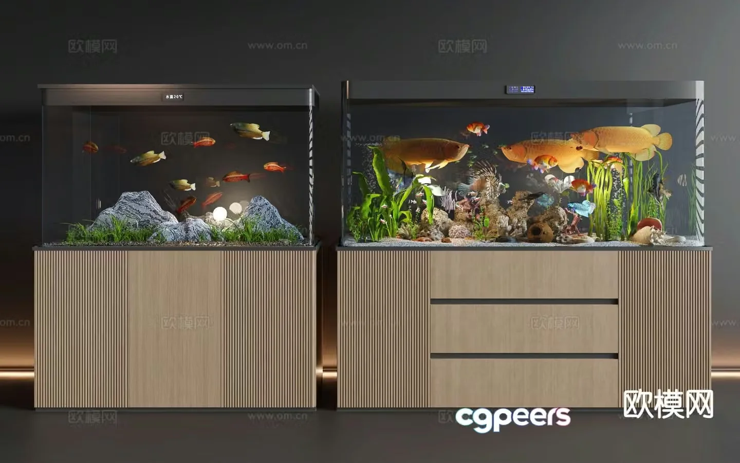 Modern fish tank aquarium 3d model